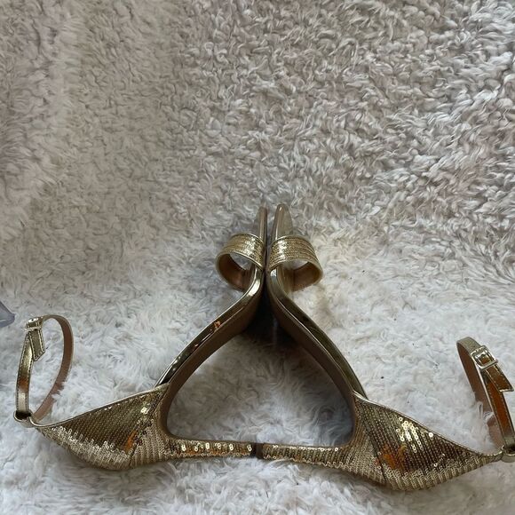 Torrid Gold sequins ankle strap heels sandals double wide size 12 - Picture 5 of 11